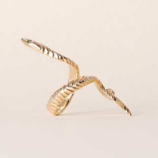 Vintage 14K Serpent Long Ring with Emerald Eyes