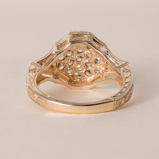 Estate 14K Gold Green Spinel and Diamond Cluster Ring