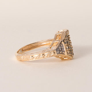 Estate 14K Gold Green Spinel and Diamond Cluster Ring
