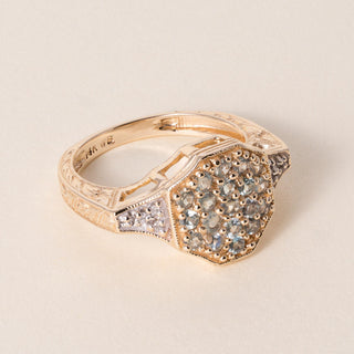 Estate 14K Gold Green Spinel and Diamond Cluster Ring