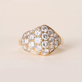 Vintage 18K Gold 2.50 Carats Diamond Cluster Dome Ring