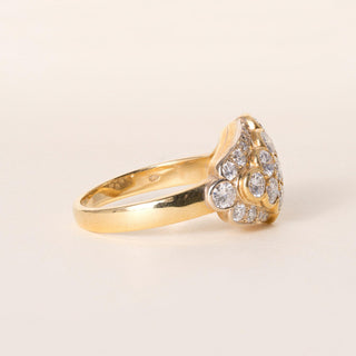 Vintage 18K Gold 2.50 Carats Diamond Cluster Dome Ring
