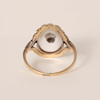 Antique Art Nouveau 12K Gold Old Mine Cut Sapphire Camphor Glass Ring