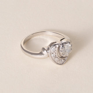 Vintage 14K White Gold 0.50 Carat Diamond Heart Ring