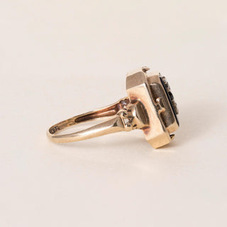 Vintage Retro 1942 10K Gold Reversable Onyx and Cameo Flip Ring