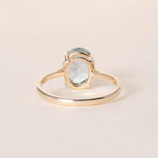 Vintage 14-Karat Yellow Gold Oval Blue Topaz Solitaire Ring
