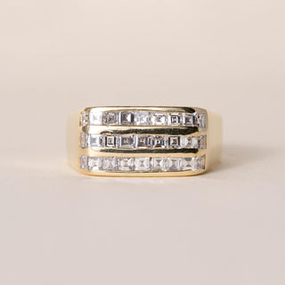 Vintage 18K Gold Signet Style 1.90 Carats French Cut Diamond Channel Set Ring