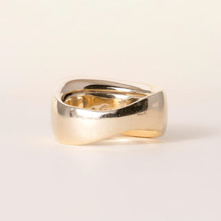 Estate 14K Gold Asch Grossbardt Diamond, mother of Pearl and Enamel Ring Band