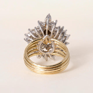 Vintage 18K Gold Platinum 5 Carats Australian Opal and Diamond Ballerina Ring