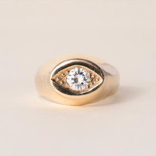 Vintage 14K Gold 0.50 Carat Evil Eye Diamond Dome Ring