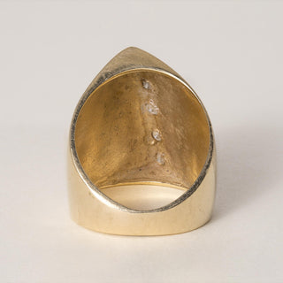 14K Italian Gold Asymmetrical Cigar Style Wide Diamond Ring Band