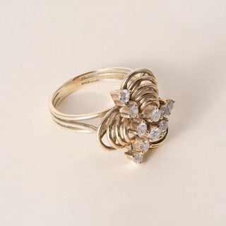 Vintage 14K Gold 0.50 Carats Diamond Lucky Clover Cocktail Ring