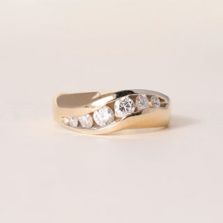Vintage 14K Yellow Gold 0.75 Carats Channel Set  Wave Ring Band