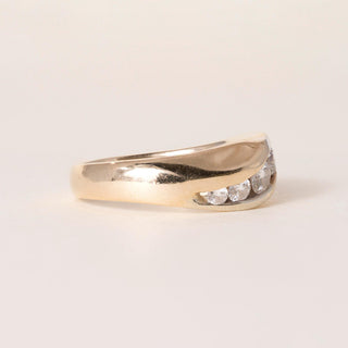 Vintage 14K Yellow Gold 0.75 Carats Channel Set  Wave Ring Band