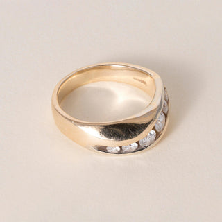 Vintage 14K Yellow Gold 0.75 Carats Channel Set  Wave Ring Band