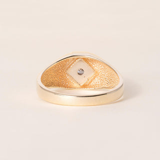 Vintage 14K Yellow Gold 0.15 Carat Diamond Octagonal Signet Ring