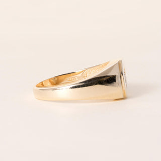 Vintage 14K Yellow Gold 0.15 Carat Diamond Octagonal Signet Ring
