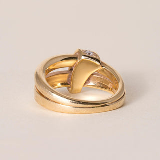 Vintage Italy Asprey 18K Gold 0.20 Carats Diamond Crossover Ring Band