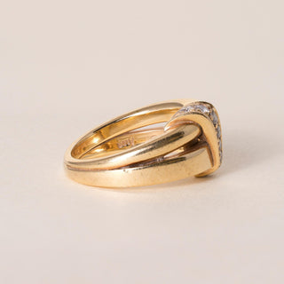 Vintage Italy Asprey 18K Gold 0.20 Carats Diamond Crossover Ring Band