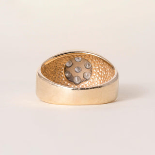 Vintage 14K Gold 0.45 Carats Diamond Floral Cluster Signet Ring