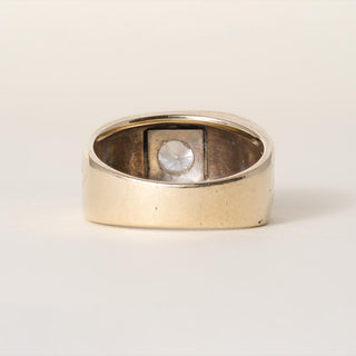 Vintage Retro 14K Gold 0.50 Carat Old European Cut Ribbed Cigar Ring Band