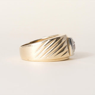 Vintage Retro 14K Gold 0.50 Carat Old European Cut Ribbed Cigar Ring Band