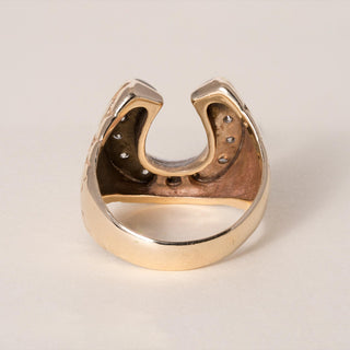 Vintage 14K 2 Tone Gold 0.40 Carats Diamond Horseshoe Nugget Ring
