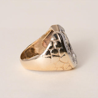 Vintage 14K 2 Tone Gold 0.40 Carats Diamond Horseshoe Nugget Ring