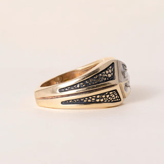Vintage 14K Gold Belcher Style Euro Shank Diamond Ring