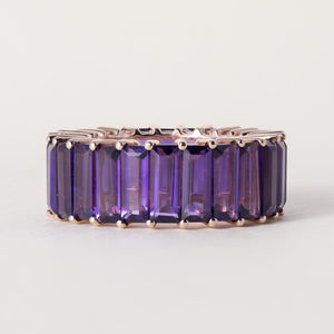 Effy 14K Rose Gold 6 Carat Amethyst Elongated Baguette Cut Eternity Ring Band