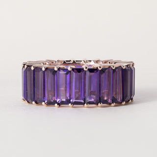 Effy 14K Rose Gold 6 Carat Amethyst Elongated Baguette Cut Eternity Ring Band