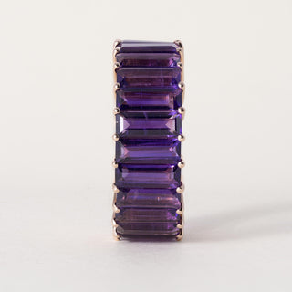 Effy 14K Rose Gold 6 Carat Amethyst Elongated Baguette Cut Eternity Ring Band