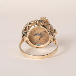 Vintage 14K Gold Art Nouveaux Maiden Portrait Diamond Ring