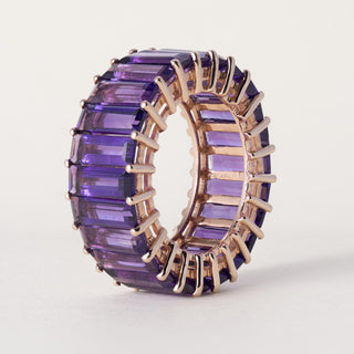 Effy 14K Rose Gold 6 Carat Amethyst Elongated Baguette Cut Eternity Ring Band