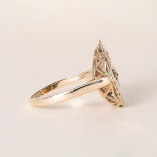 Vintage 14K Gold Art Nouveaux Maiden Portrait Diamond Ring
