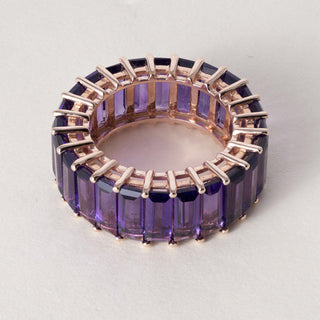 Effy 14K Rose Gold 6 Carat Amethyst Elongated Baguette Cut Eternity Ring Band