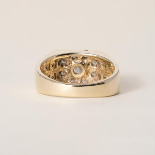 Vintage 14K Gold 2 Carats Diamond Starburst Cluster Channel Set Ring