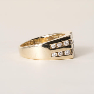 Vintage 14K Gold 2 Carats Diamond Starburst Cluster Channel Set Ring