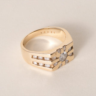Vintage 14K Gold 2 Carats Diamond Starburst Cluster Channel Set Ring