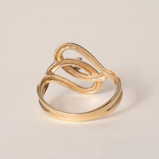 Vintage 14K Yellow Gold Freeform Diamond Knot Ring