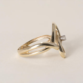 Vintage 14K Yellow Gold Freeform Diamond Knot Ring
