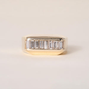Vintage 14K Gold 1 Carat Diamond Baguette Channel Set Ring Band