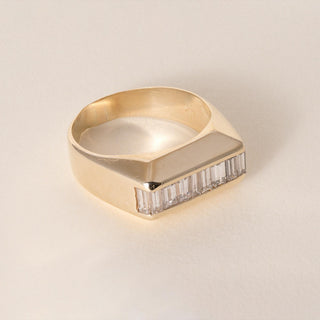 Vintage 14K Gold 1 Carat Diamond Baguette Channel Set Ring Band