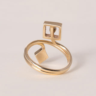 Vintage 14K Gold Diamond and Square Contemporary Diamond Ring