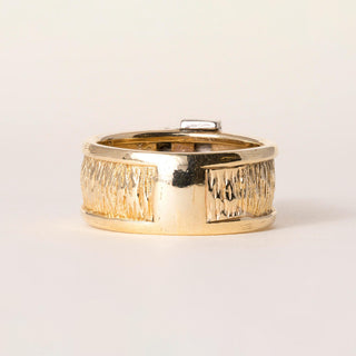 Vintage 18K Two Tone Gold Double Arrows Diamond Ring Band