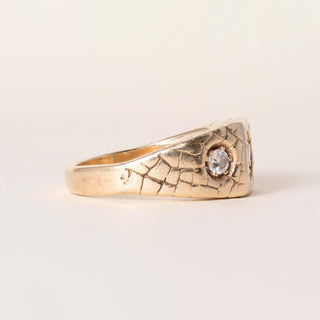 Vintage 14K Yellow Gold 0.57 Carats 3 Stone Diamond Gypsy Ring