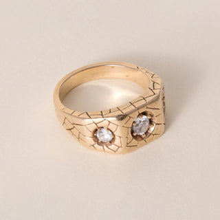 Vintage 14K Yellow Gold 0.57 Carats 3 Stone Diamond Gypsy Ring