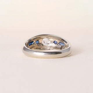 Vintage 18K Gold 0.45 Carat Old European Cut Diamond Sapphire Ring Band