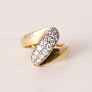 Vintage 18K Gold 0.50 Carats Diamond Pave Bypass Ring Band
