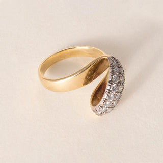 Vintage 18K Gold 0.50 Carats Diamond Pave Bypass Ring Band